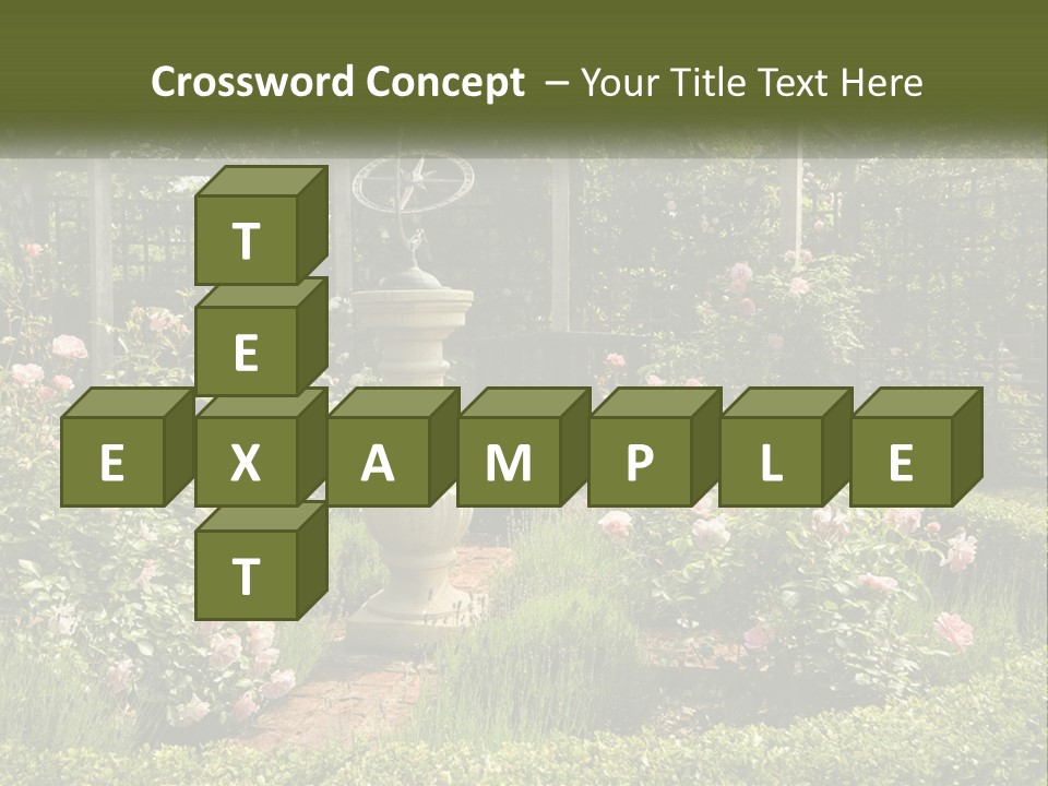 A Garden With Flowers And A Bench In The Middle Of It PowerPoint Template