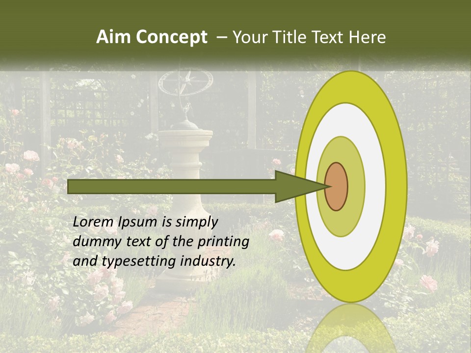 A Garden With Flowers And A Bench In The Middle Of It PowerPoint Template