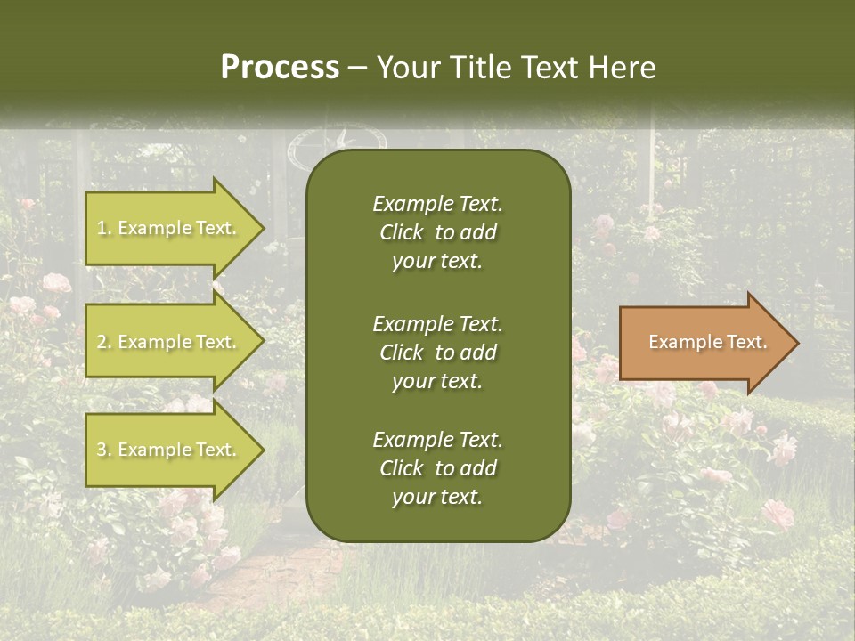 A Garden With Flowers And A Bench In The Middle Of It PowerPoint Template