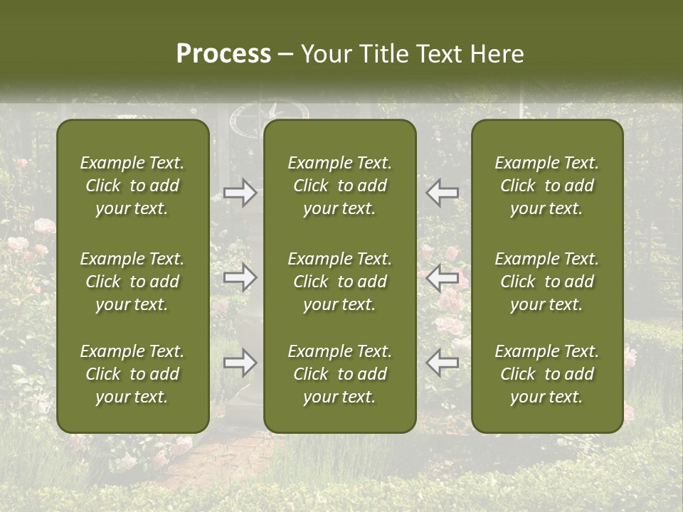 A Garden With Flowers And A Bench In The Middle Of It PowerPoint Template