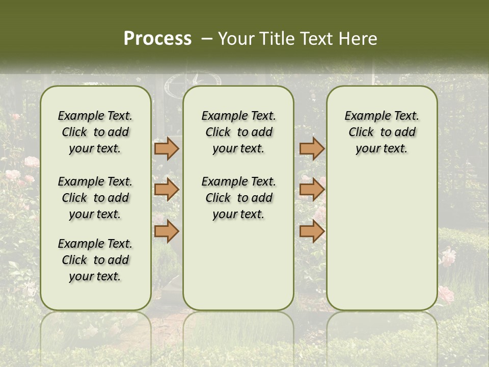 A Garden With Flowers And A Bench In The Middle Of It PowerPoint Template