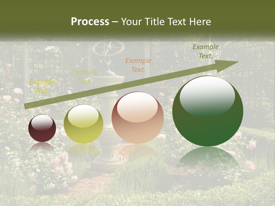A Garden With Flowers And A Bench In The Middle Of It PowerPoint Template