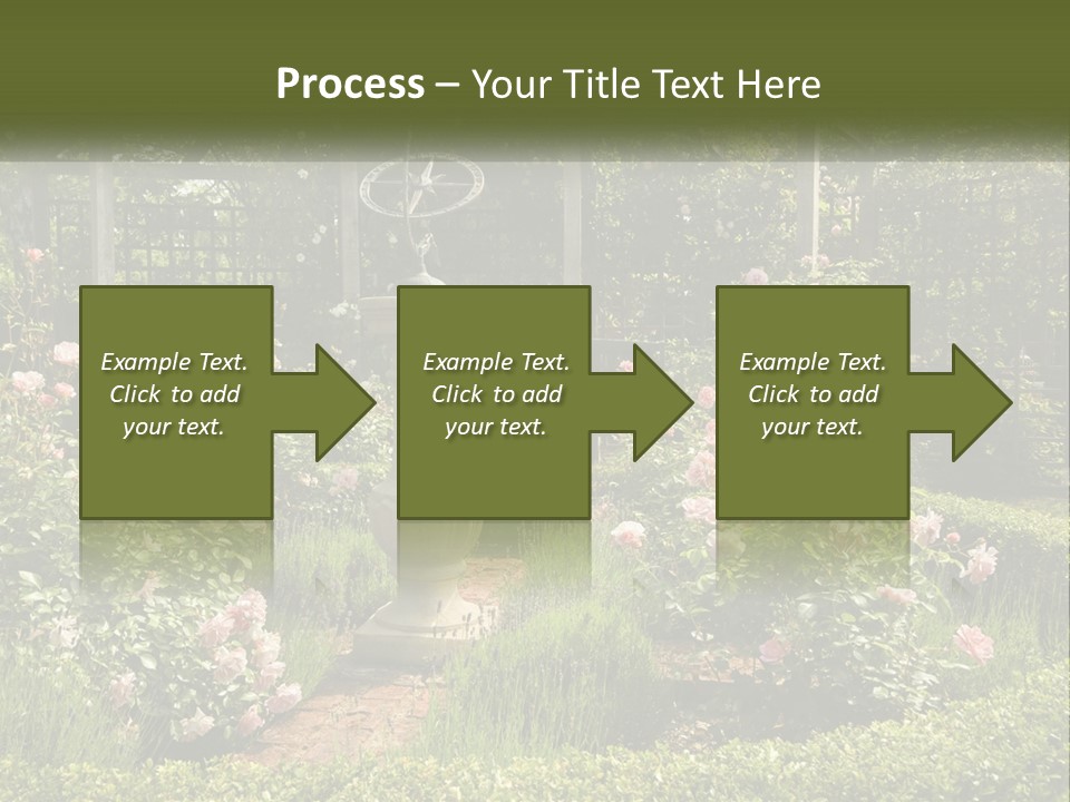 A Garden With Flowers And A Bench In The Middle Of It PowerPoint Template