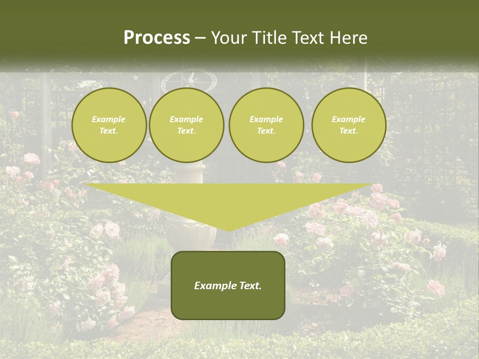 A Garden With Flowers And A Bench In The Middle Of It PowerPoint Template