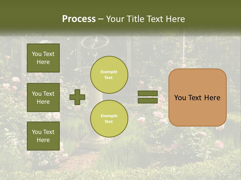 A Garden With Flowers And A Bench In The Middle Of It PowerPoint Template