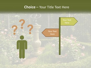 A Garden With Flowers And A Bench In The Middle Of It PowerPoint Template