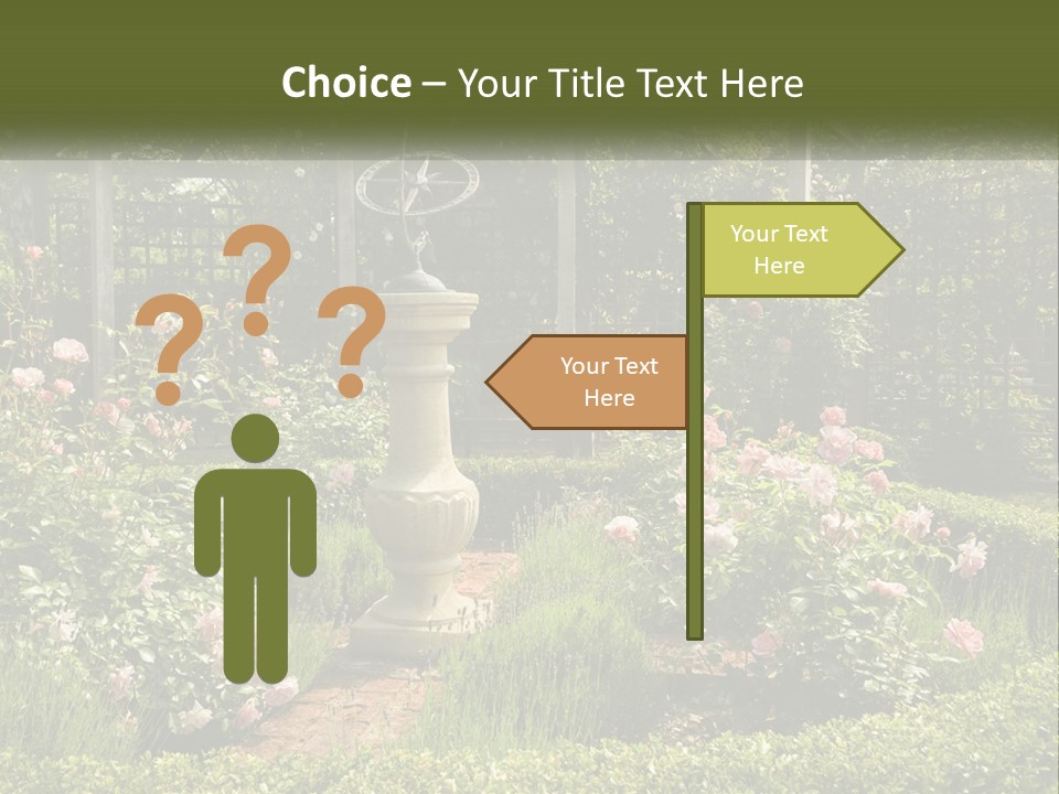 A Garden With Flowers And A Bench In The Middle Of It PowerPoint Template