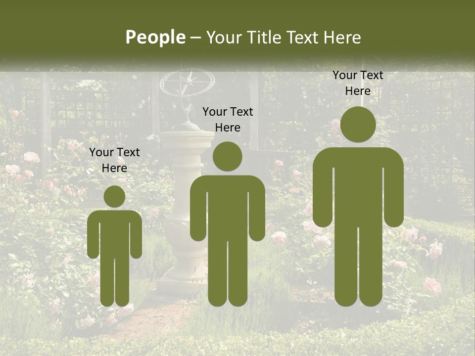 A Garden With Flowers And A Bench In The Middle Of It PowerPoint Template