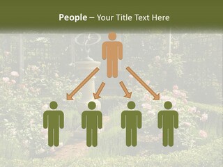 A Garden With Flowers And A Bench In The Middle Of It PowerPoint Template