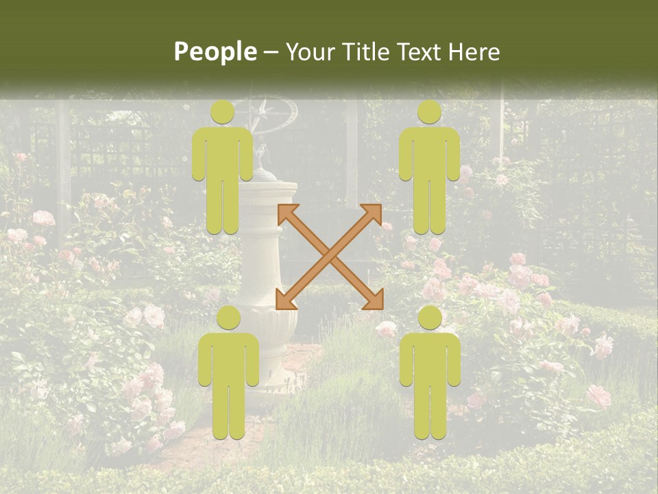 A Garden With Flowers And A Bench In The Middle Of It PowerPoint Template