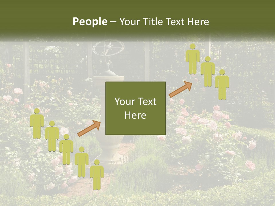 A Garden With Flowers And A Bench In The Middle Of It PowerPoint Template