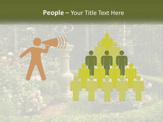 A Garden With Flowers And A Bench In The Middle Of It PowerPoint Template