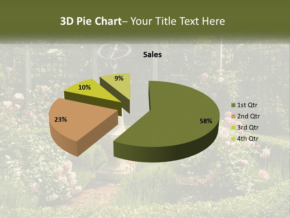 A Garden With Flowers And A Bench In The Middle Of It PowerPoint Template