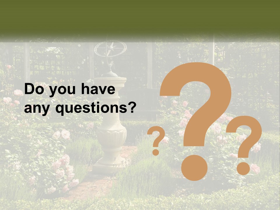 A Garden With Flowers And A Bench In The Middle Of It PowerPoint Template