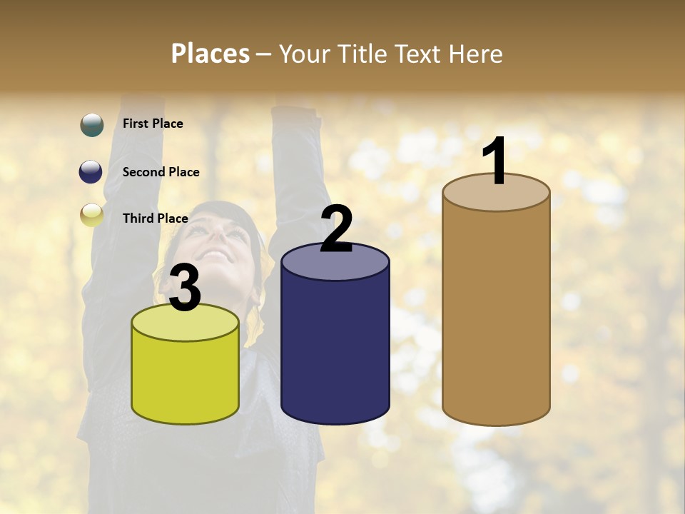 A Woman Is Holding Her Hands Up In The Air PowerPoint Template