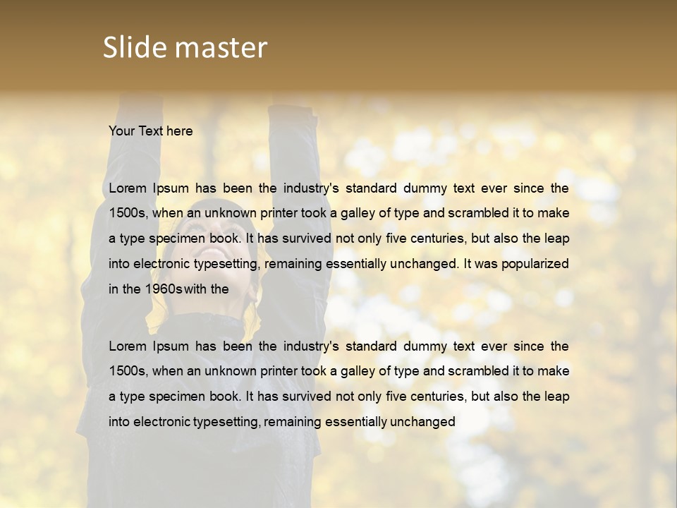 A Woman Is Holding Her Hands Up In The Air PowerPoint Template