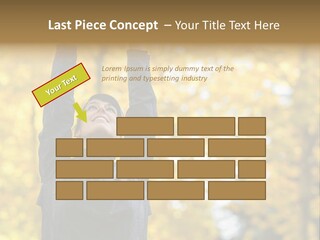 A Woman Is Holding Her Hands Up In The Air PowerPoint Template