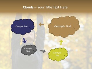 A Woman Is Holding Her Hands Up In The Air PowerPoint Template