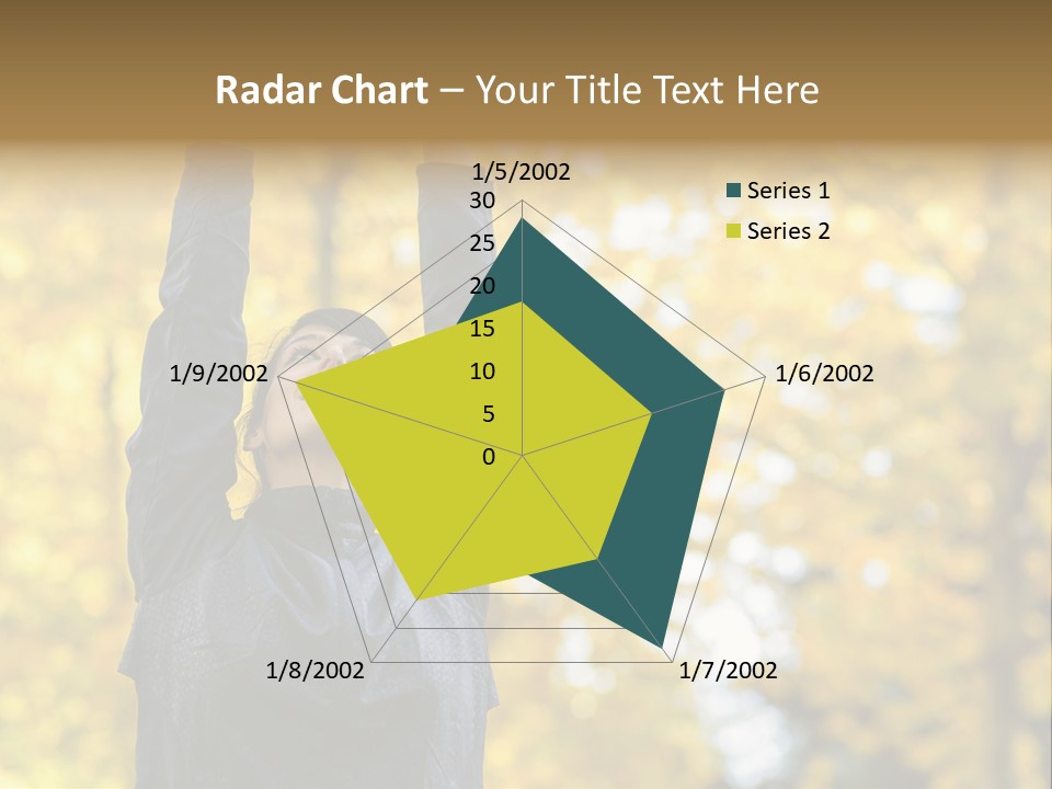 A Woman Is Holding Her Hands Up In The Air PowerPoint Template