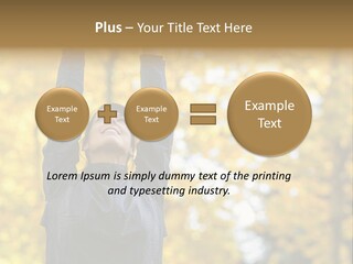 A Woman Is Holding Her Hands Up In The Air PowerPoint Template