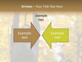 A Woman Is Holding Her Hands Up In The Air PowerPoint Template