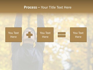 A Woman Is Holding Her Hands Up In The Air PowerPoint Template