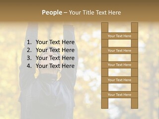 A Woman Is Holding Her Hands Up In The Air PowerPoint Template