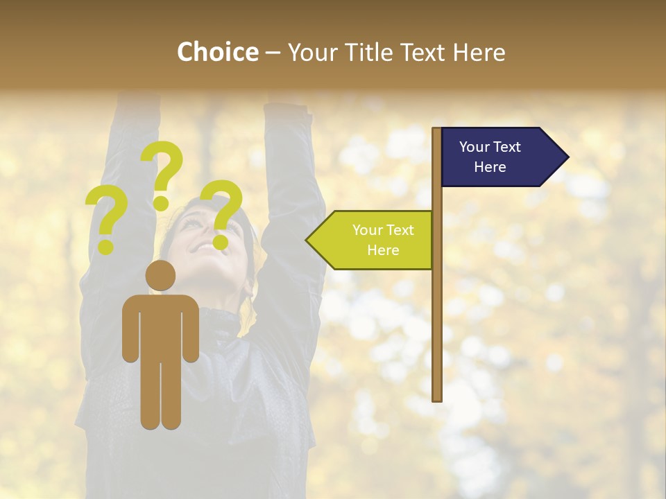 A Woman Is Holding Her Hands Up In The Air PowerPoint Template