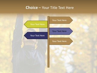 A Woman Is Holding Her Hands Up In The Air PowerPoint Template