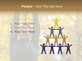 A Woman Is Holding Her Hands Up In The Air PowerPoint Template