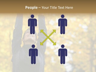 A Woman Is Holding Her Hands Up In The Air PowerPoint Template