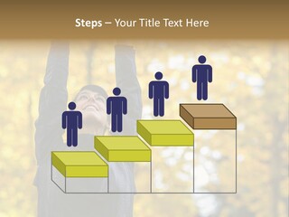 A Woman Is Holding Her Hands Up In The Air PowerPoint Template