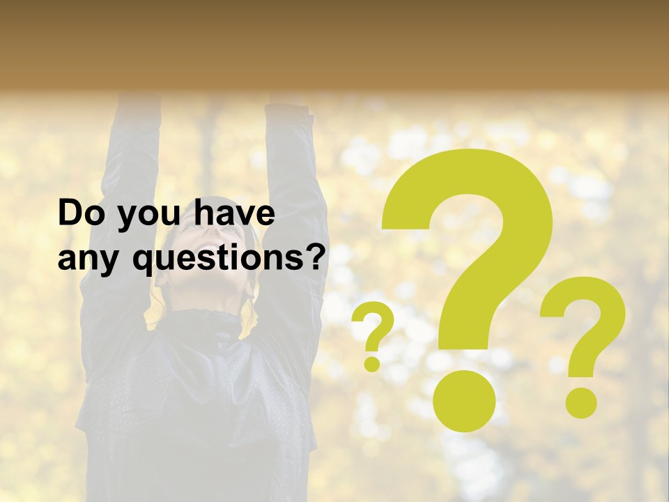 A Woman Is Holding Her Hands Up In The Air PowerPoint Template