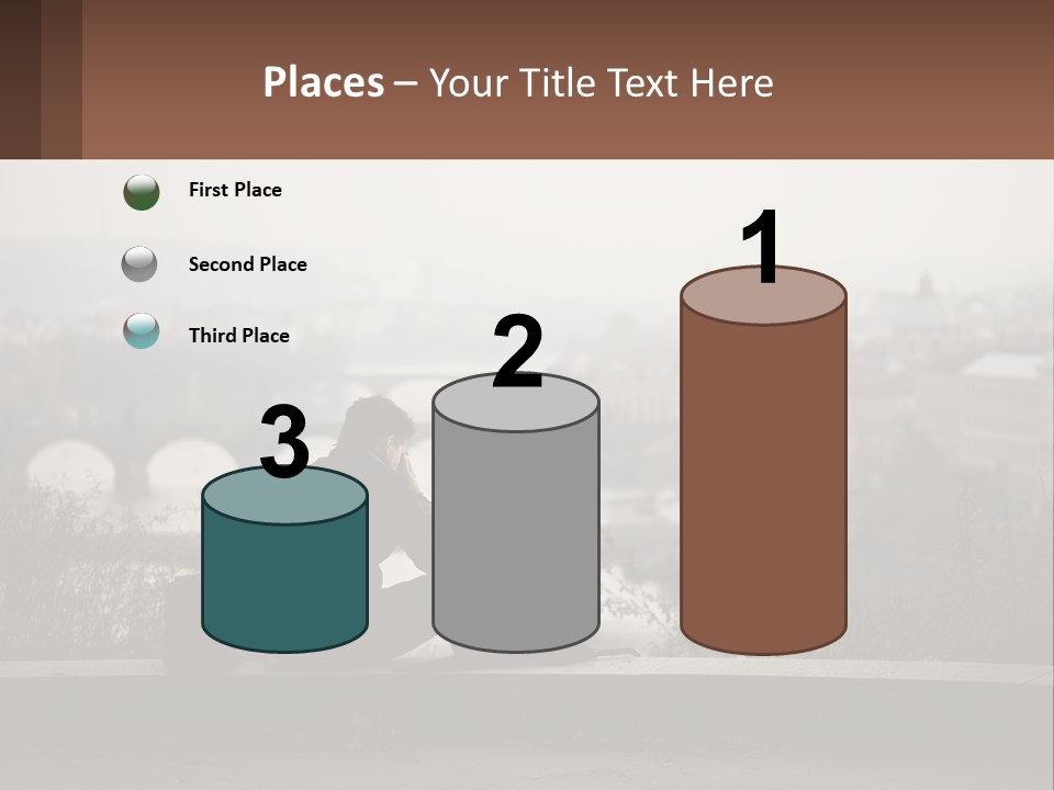 A Man Sitting On A Bench Talking On A Cell Phone PowerPoint Template