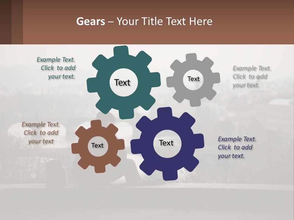 A Man Sitting On A Bench Talking On A Cell Phone PowerPoint Template