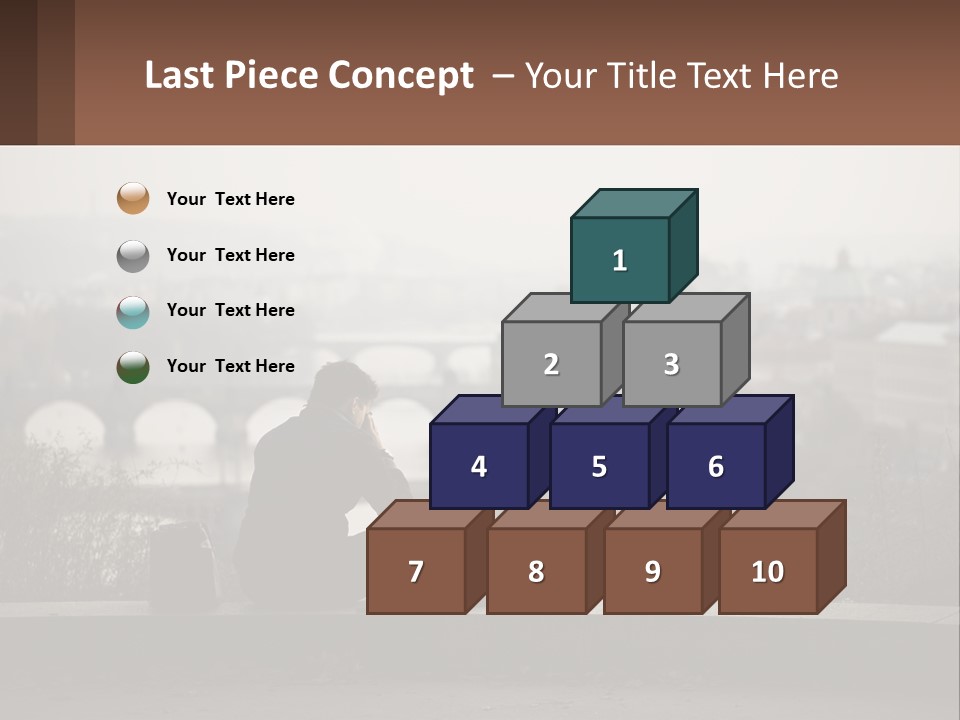 A Man Sitting On A Bench Talking On A Cell Phone PowerPoint Template