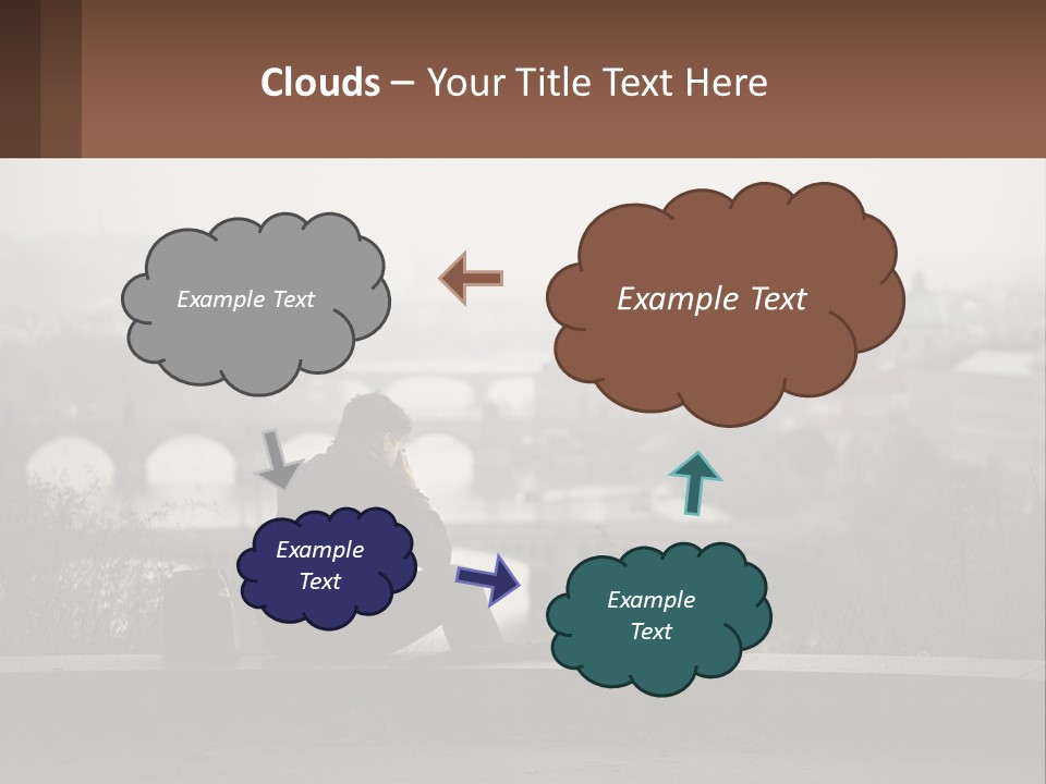 A Man Sitting On A Bench Talking On A Cell Phone PowerPoint Template