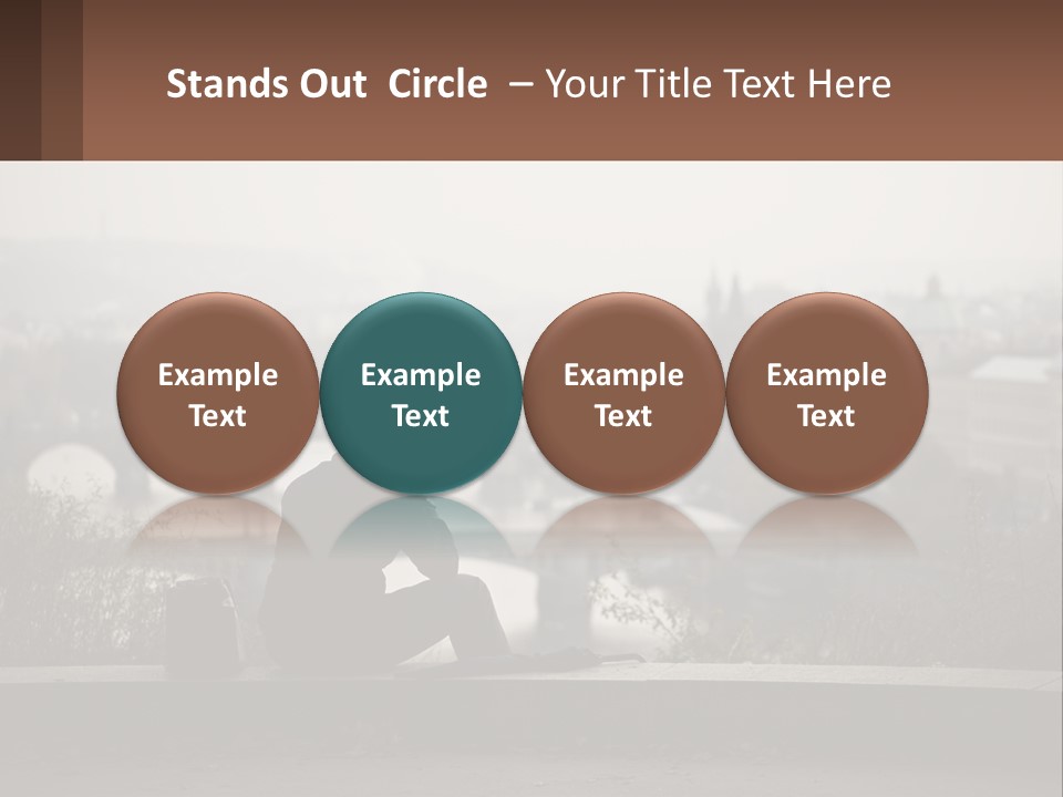 A Man Sitting On A Bench Talking On A Cell Phone PowerPoint Template