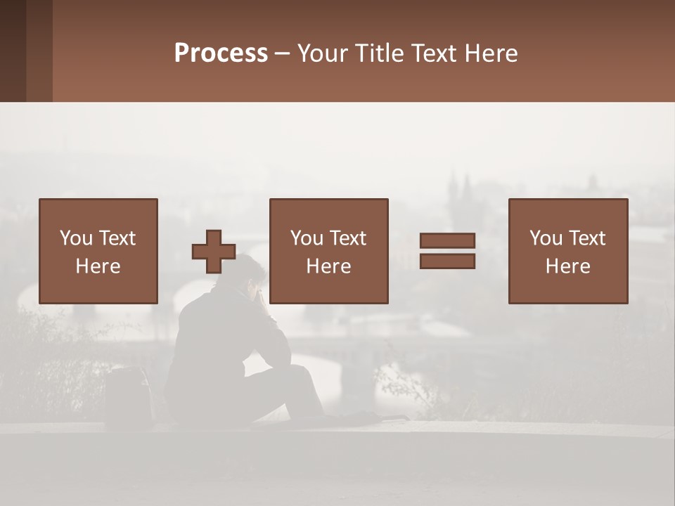 A Man Sitting On A Bench Talking On A Cell Phone PowerPoint Template
