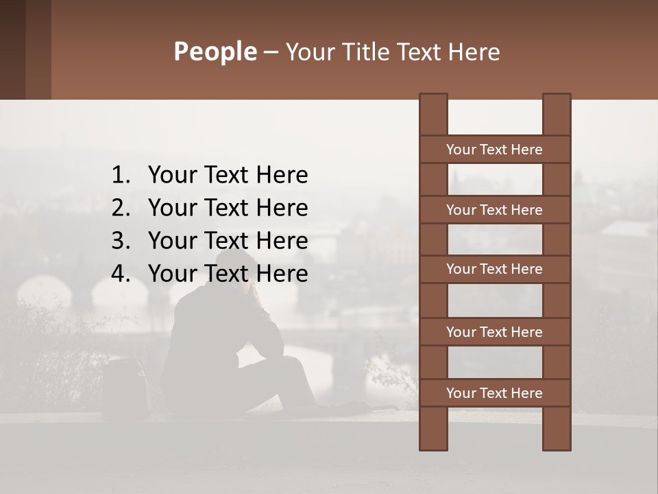 A Man Sitting On A Bench Talking On A Cell Phone PowerPoint Template
