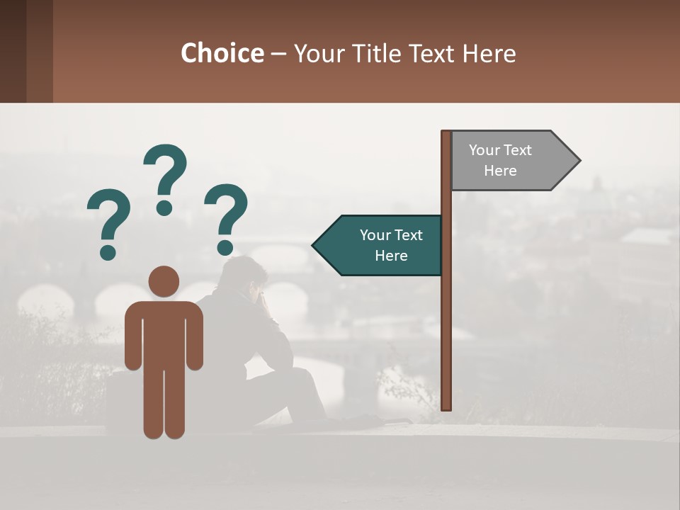 A Man Sitting On A Bench Talking On A Cell Phone PowerPoint Template