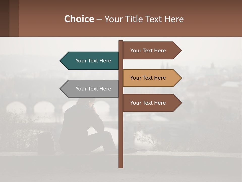 A Man Sitting On A Bench Talking On A Cell Phone PowerPoint Template