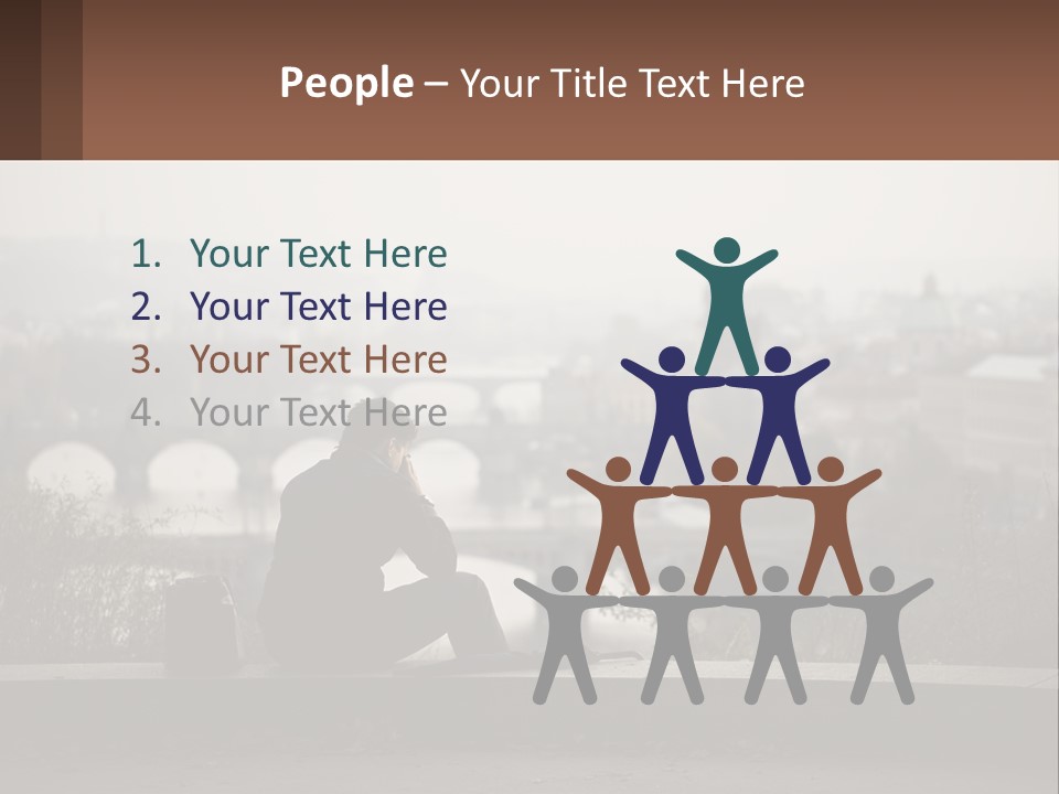 A Man Sitting On A Bench Talking On A Cell Phone PowerPoint Template