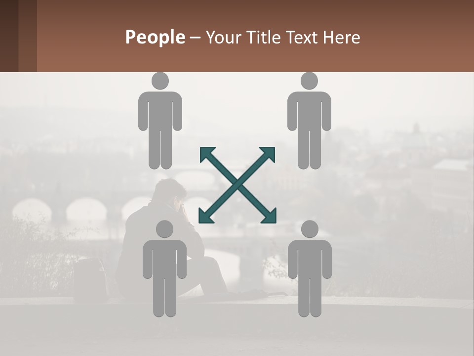 A Man Sitting On A Bench Talking On A Cell Phone PowerPoint Template