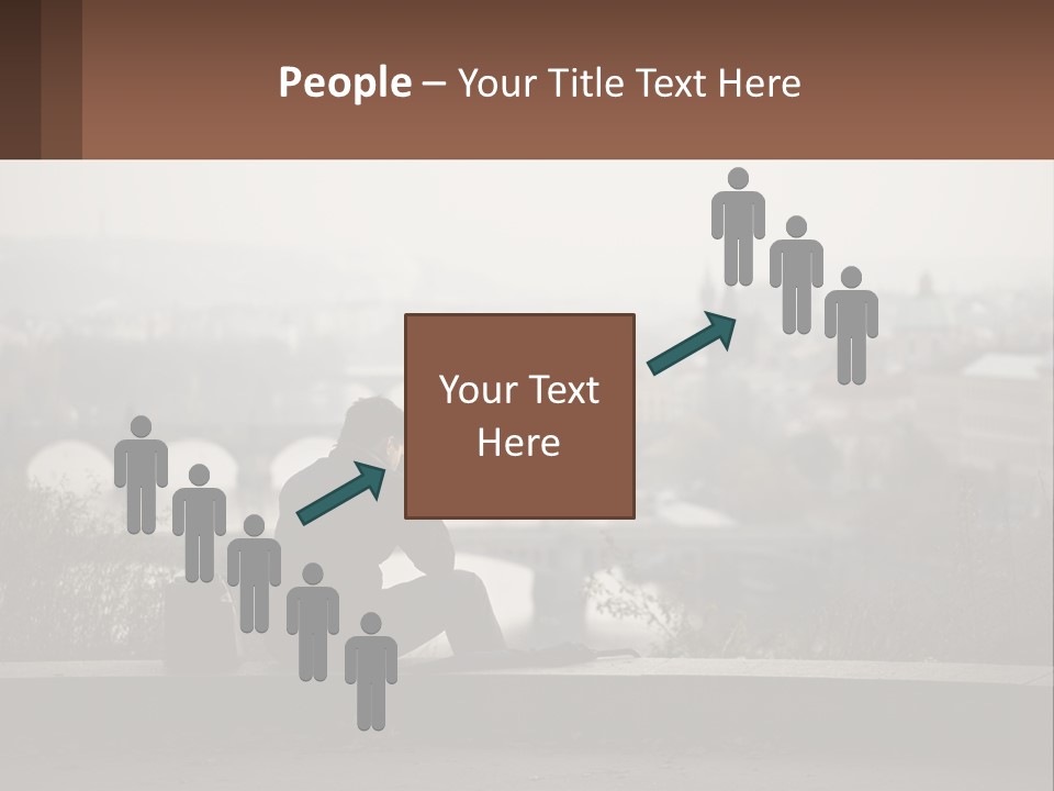 A Man Sitting On A Bench Talking On A Cell Phone PowerPoint Template