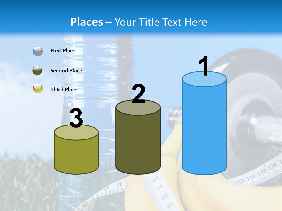 A Bottle Of Water, A Measuring Tape, A Banana, And A Measuring Tape PowerPoint Template