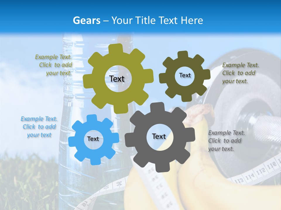 A Bottle Of Water, A Measuring Tape, A Banana, And A Measuring Tape PowerPoint Template