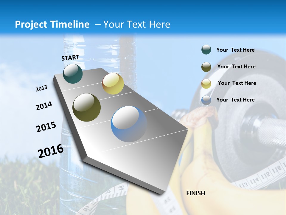 A Bottle Of Water, A Measuring Tape, A Banana, And A Measuring Tape PowerPoint Template