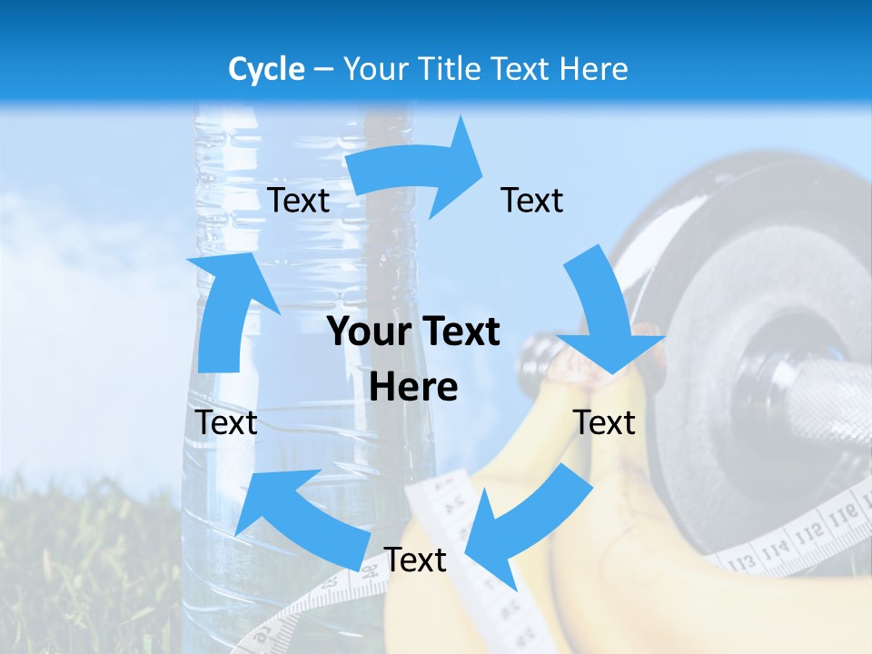 A Bottle Of Water, A Measuring Tape, A Banana, And A Measuring Tape PowerPoint Template