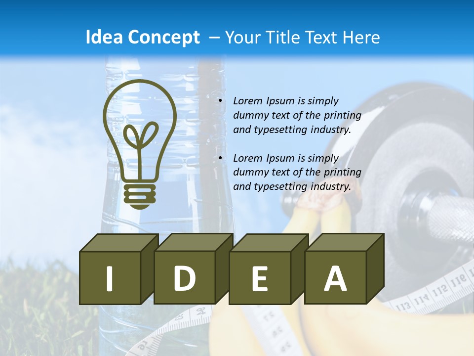A Bottle Of Water, A Measuring Tape, A Banana, And A Measuring Tape PowerPoint Template